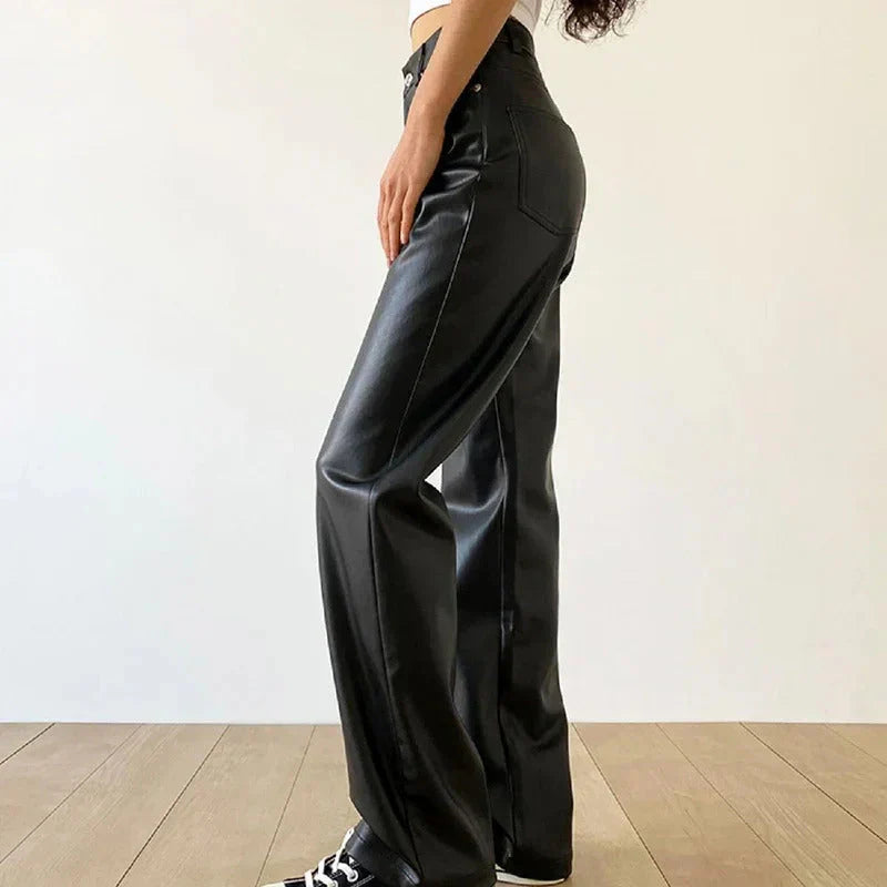 Malisora – Elegant Black Leather Pants