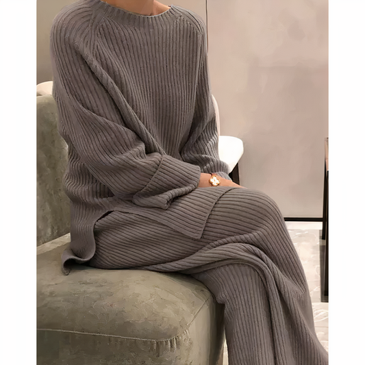 Samantha - Casual Knitted Sweater and Trousers Set