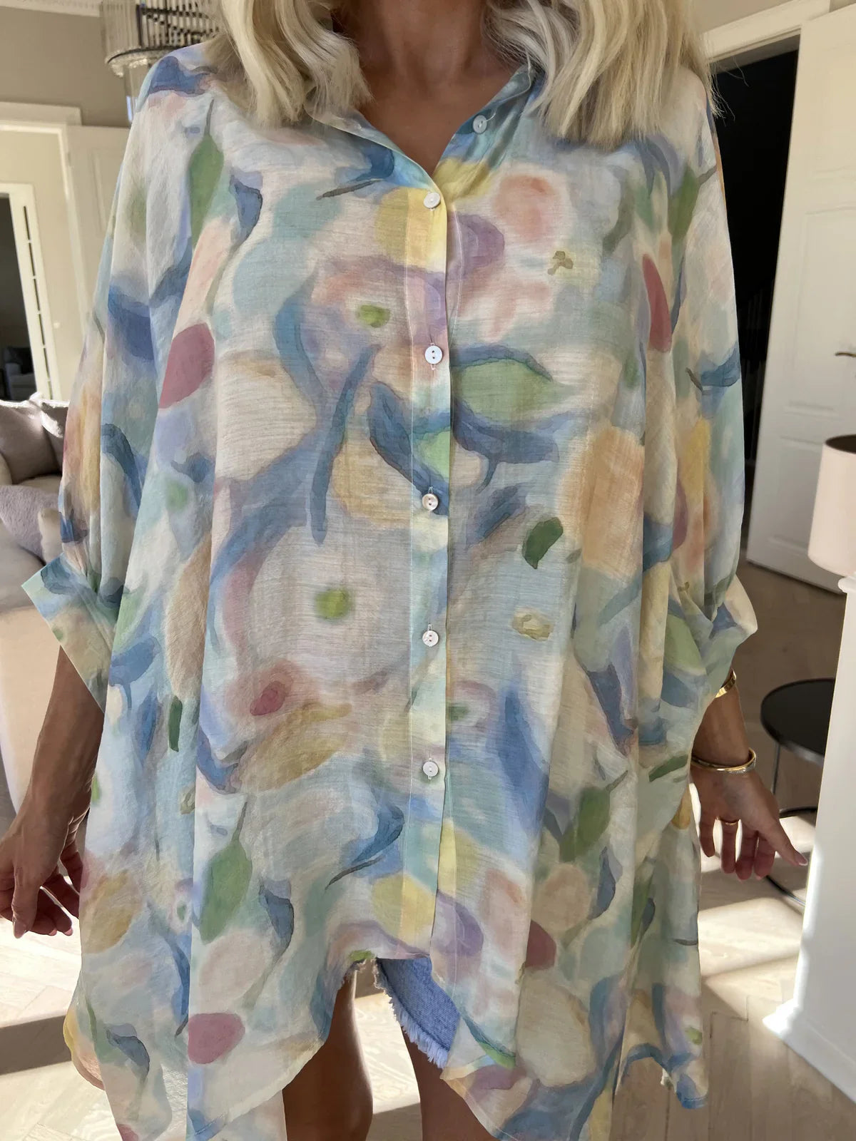 Lioraelle – Pastel Watercolor Oversized Shirt