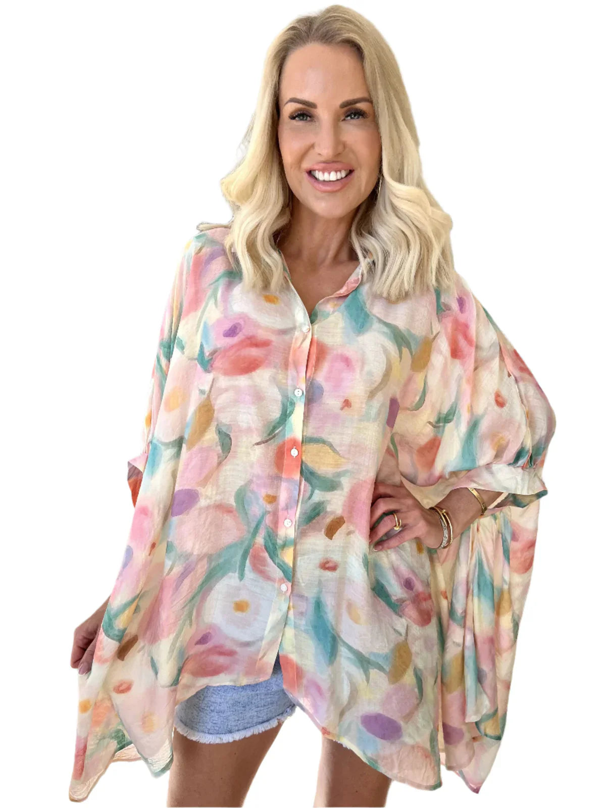 Lioraelle – Pastel Watercolor Oversized Shirt
