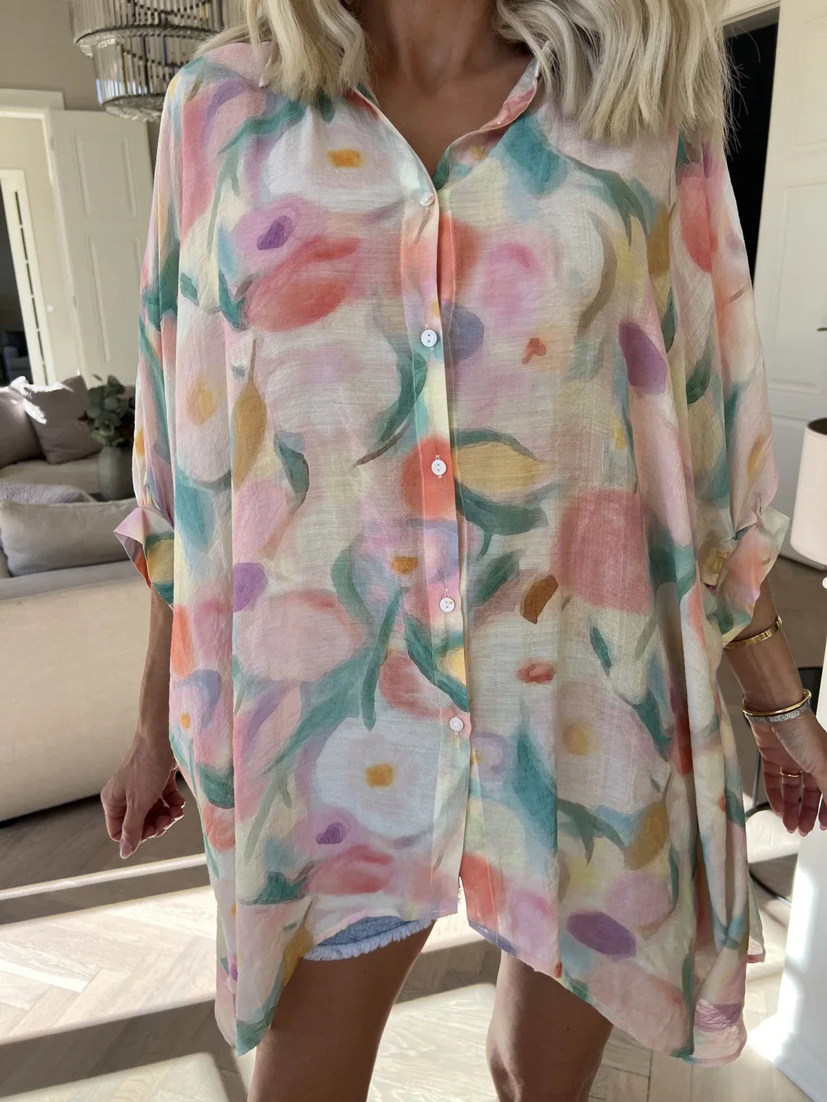 Lioraelle – Pastel Watercolor Oversized Shirt