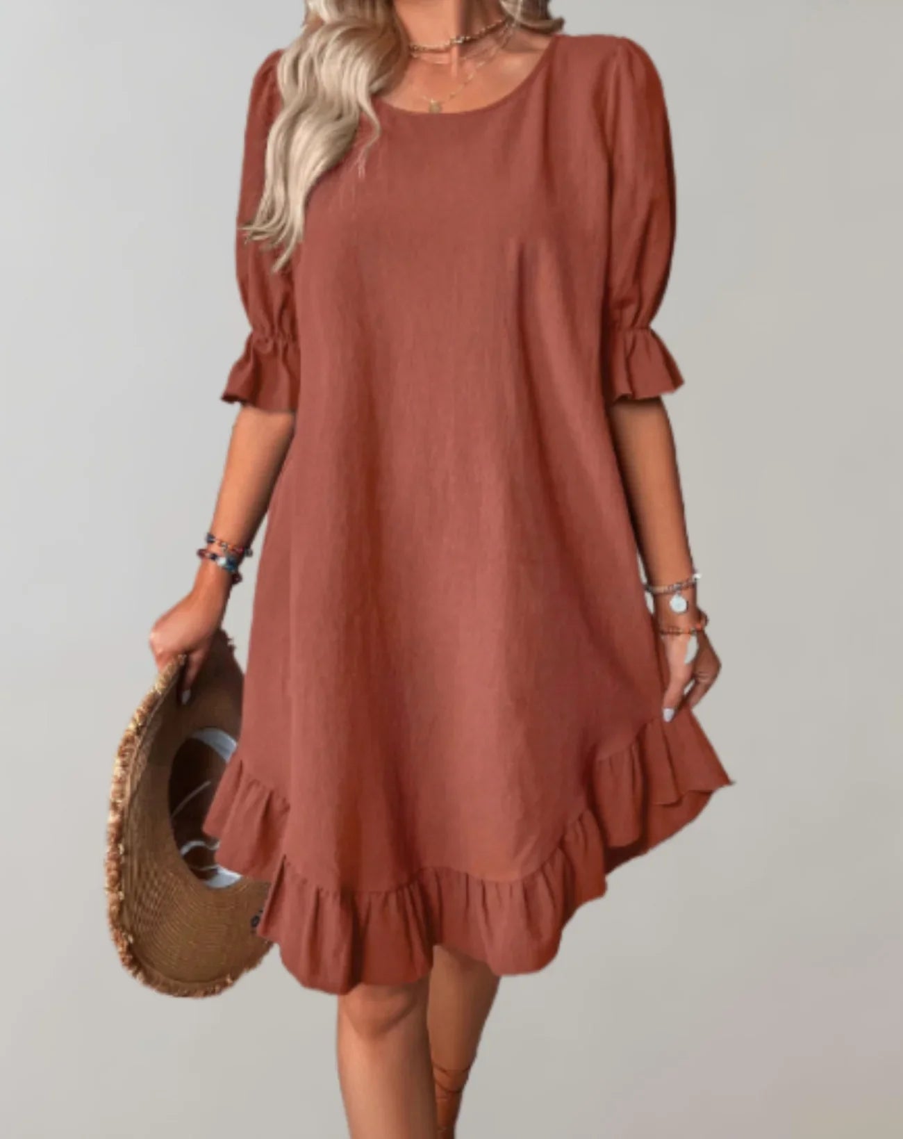 Larkin – Elegant Linen Ruffled Dress