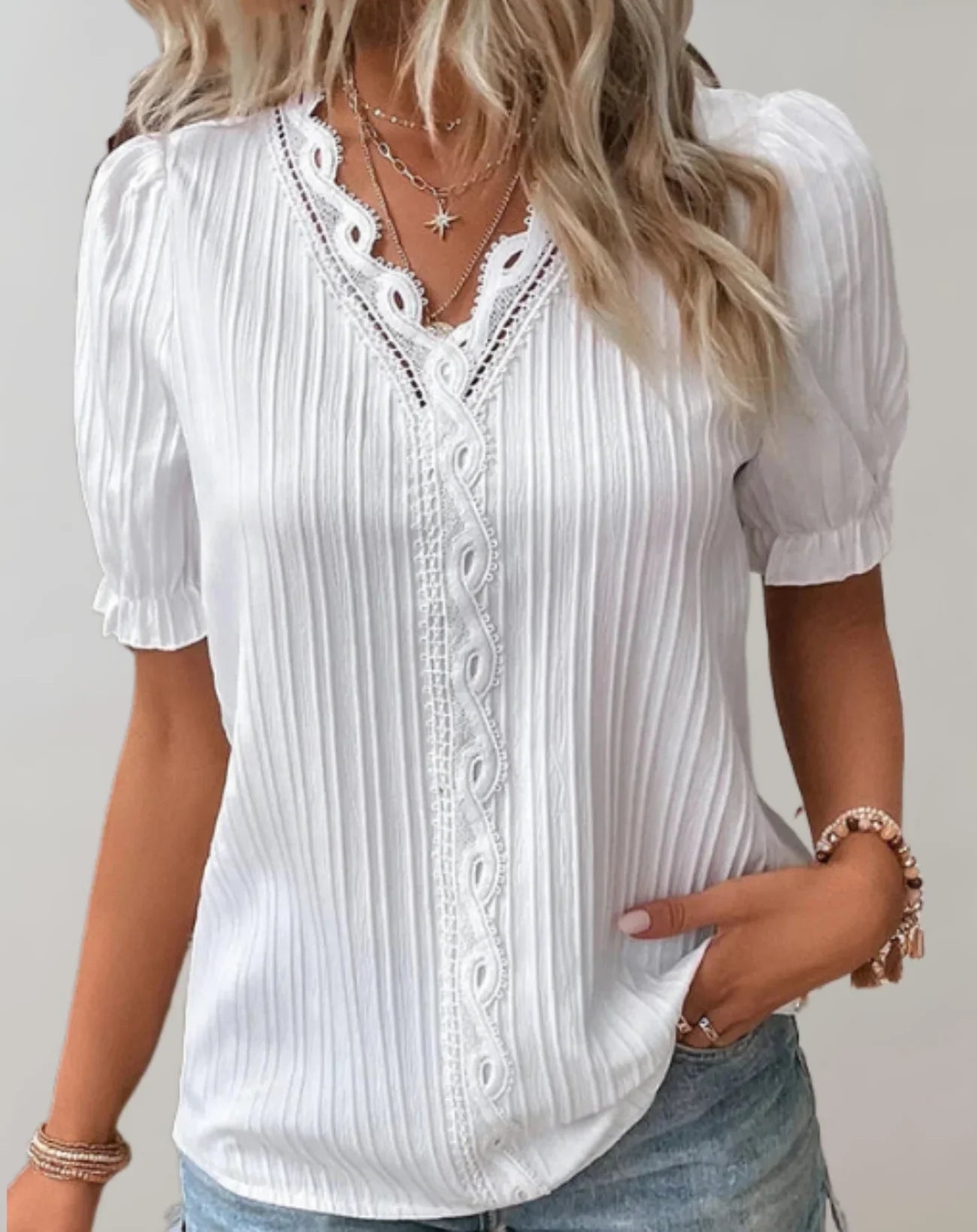 Cressida – Blouse Cotton Lace Trim