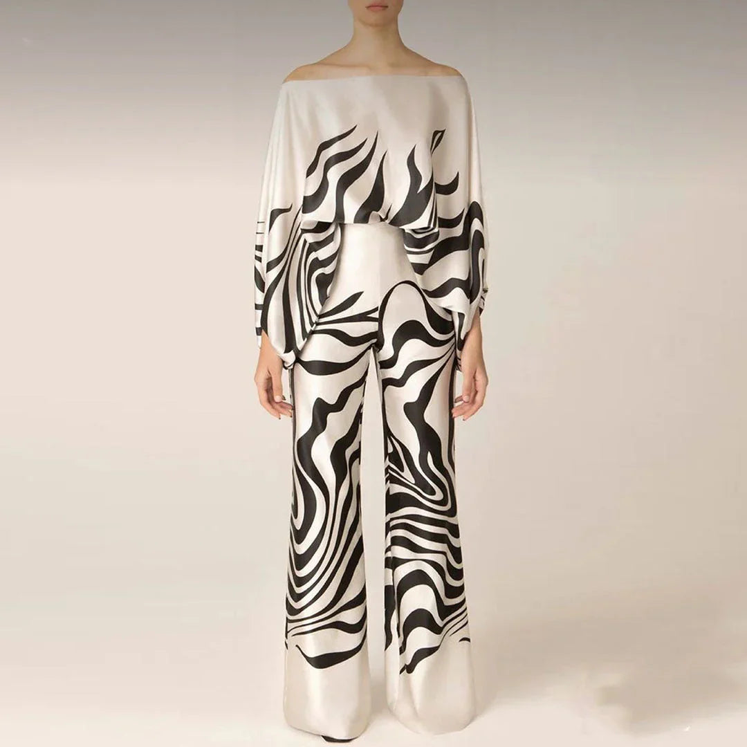 Irene – Elegant Printed Off-shoulder Two-piece Set
