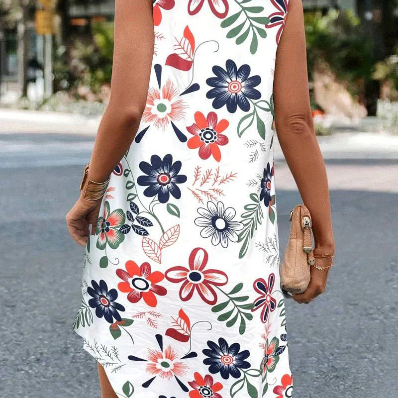 Small – Sleeveless Floral Print A-line Dress
