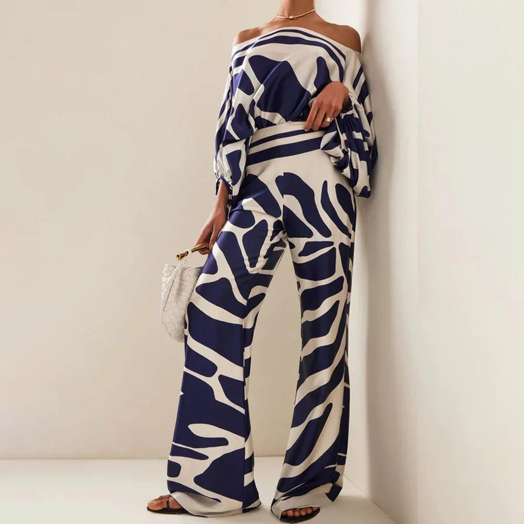 Irene – Elegant Printed Off-shoulder Two-piece Set