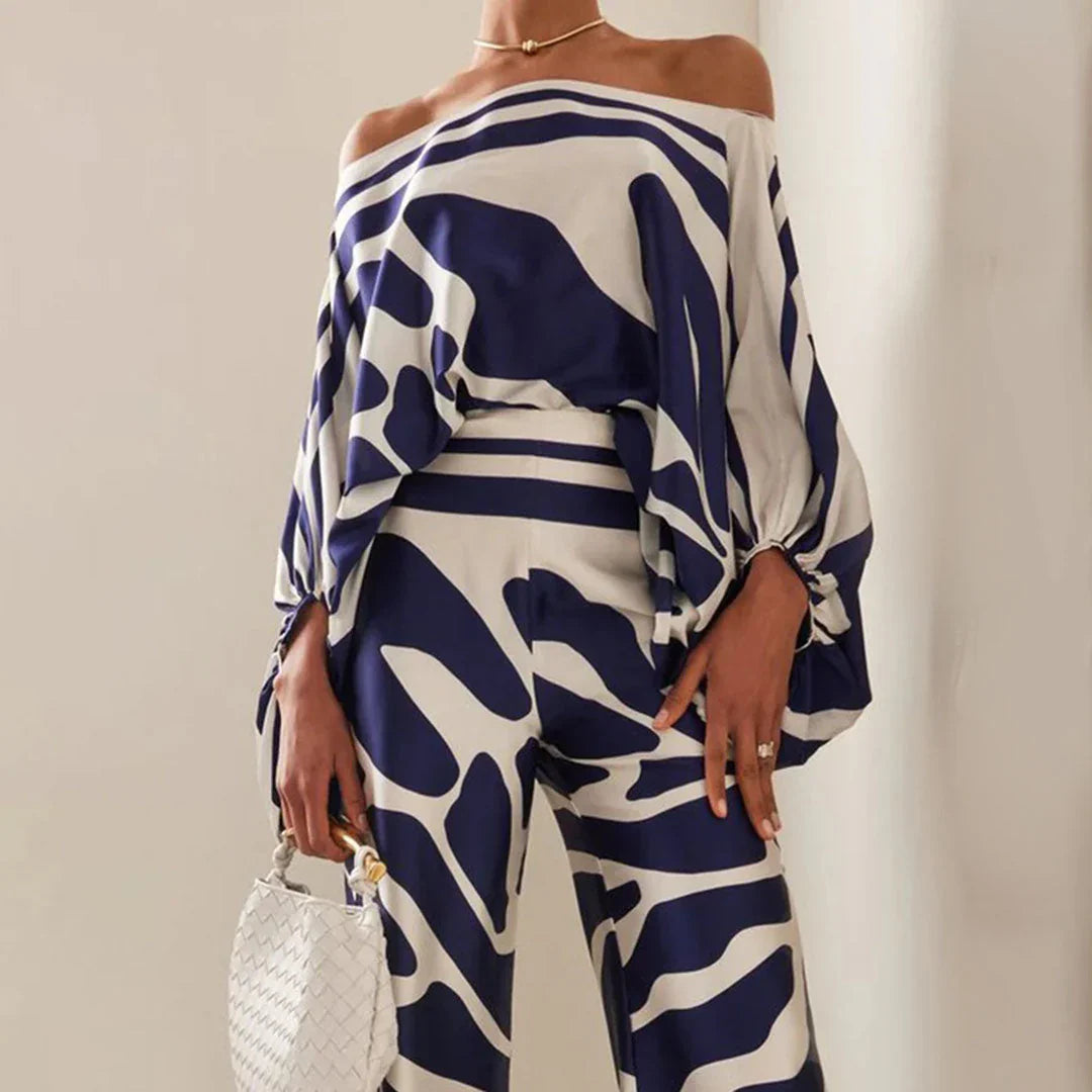Irene – Elegant Printed Off-shoulder Two-piece Set