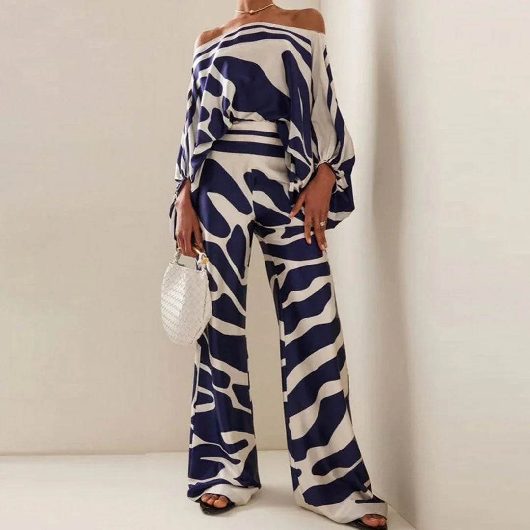 Irene – Elegant Printed Off-shoulder Two-piece Set