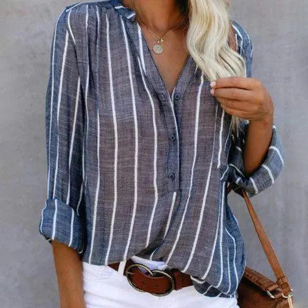 Ambrina – Striped Cotton Linen Blouse