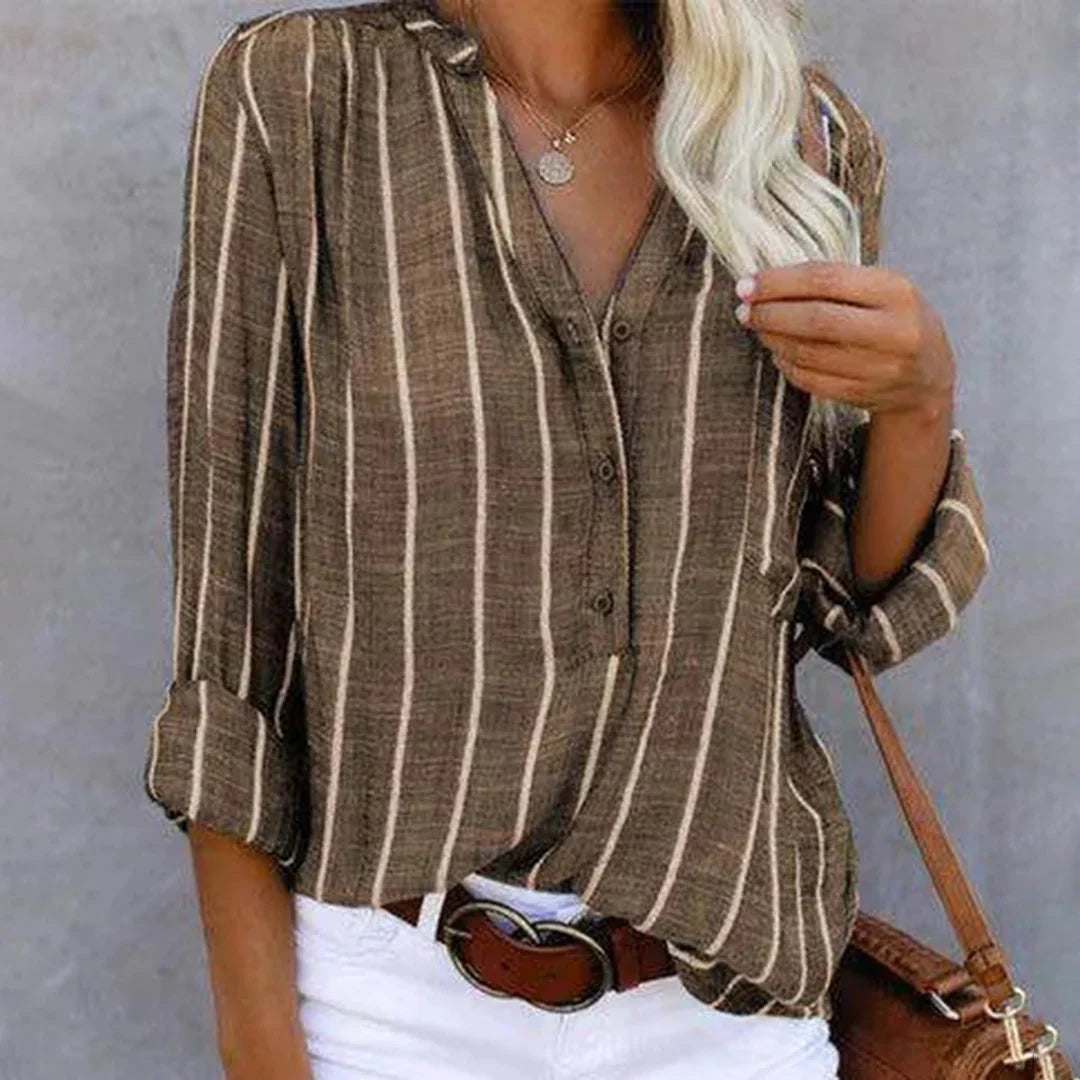 Ambrina – Striped Cotton Linen Blouse