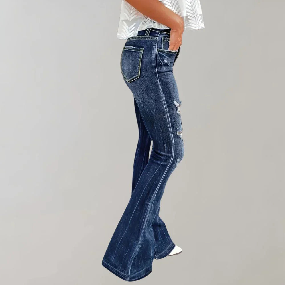 Lunareth – Stylish Distressed Flared Jeans