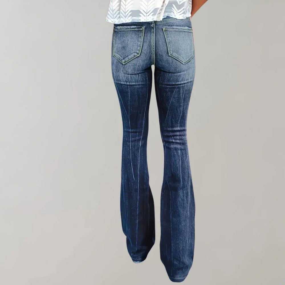 Lunareth – Stylish Distressed Flared Jeans