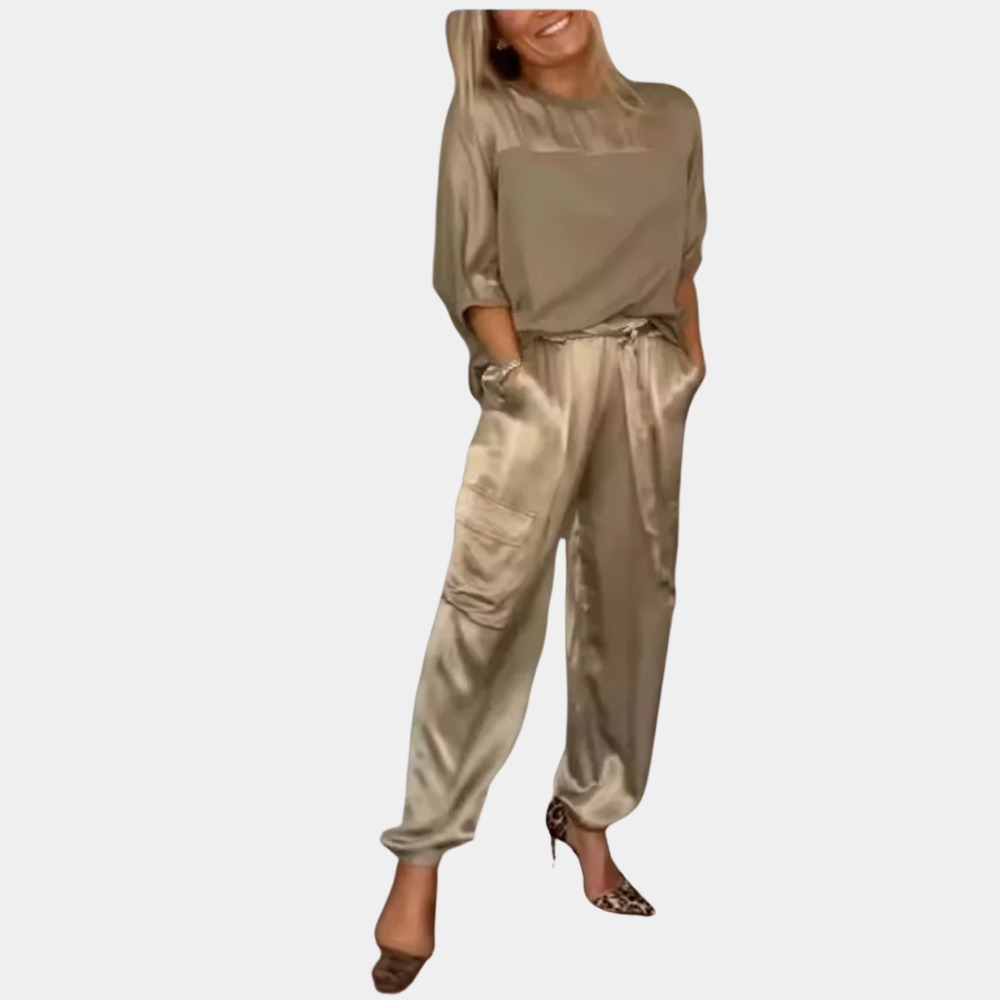 Danika - Elegant satin chic set [top+pants]