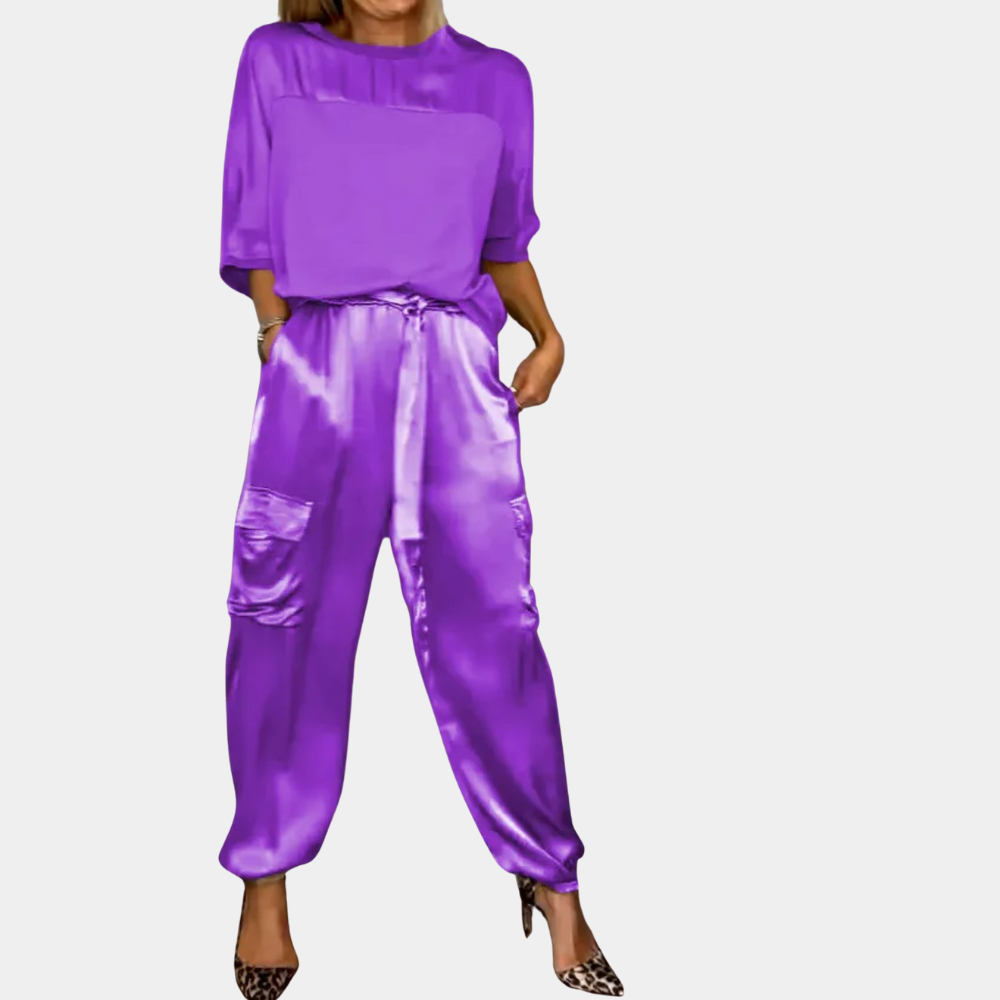 Danika - Elegant satin chic set [top+pants]