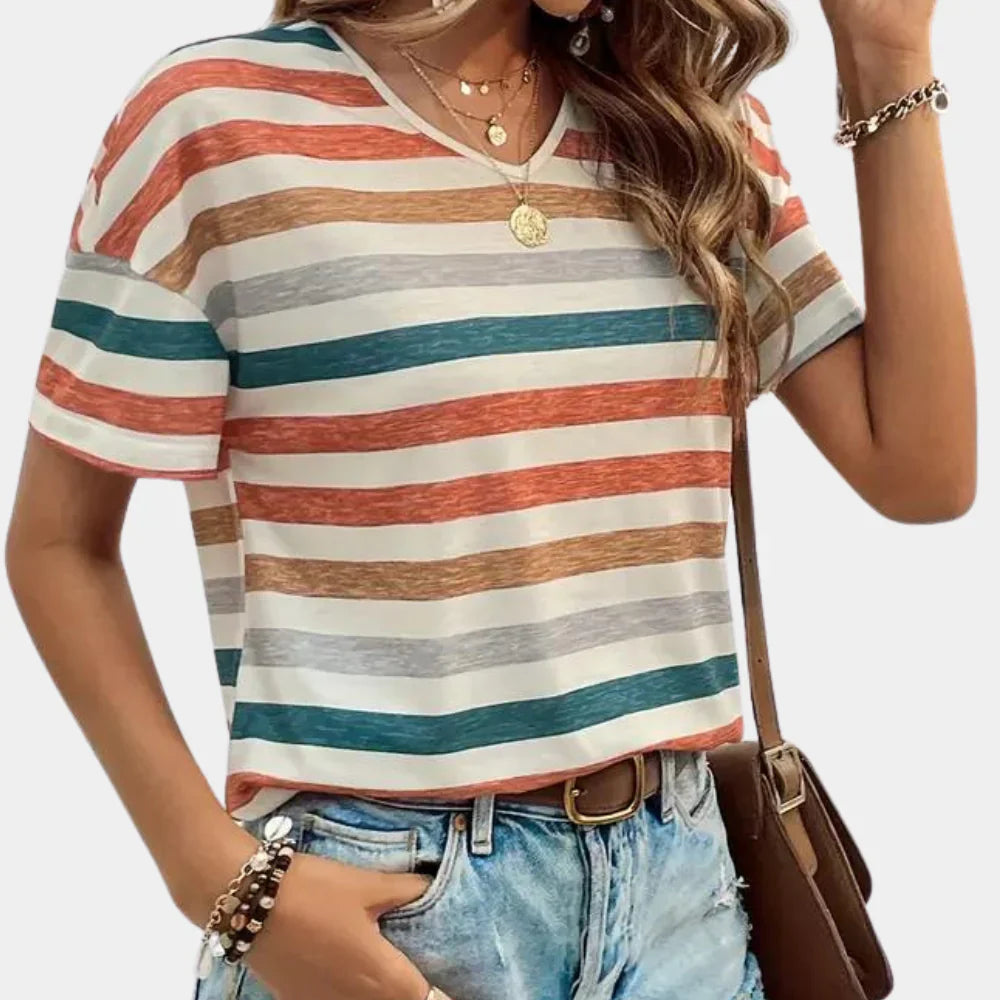 Ciela – Casual Striped V-neck T-shirt