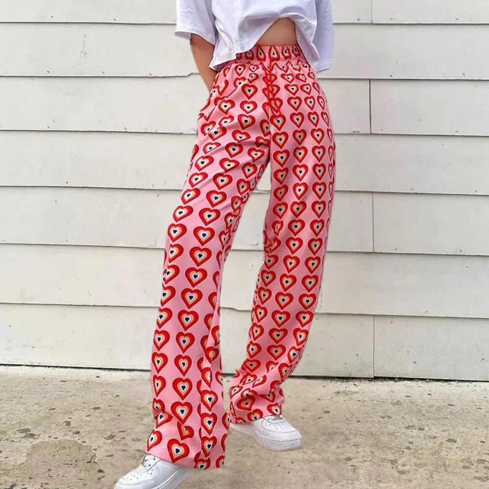 Drearielle – Wide Trousers with Heart Print