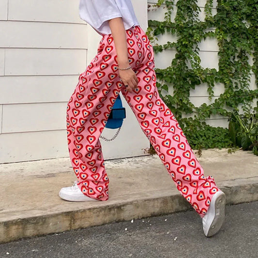 Drearielle – Wide Trousers with Heart Print