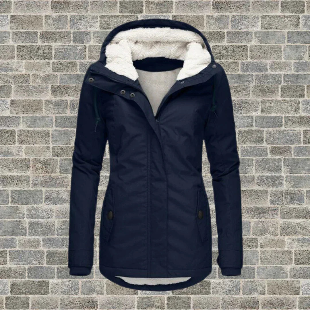 Pleated cotton coat with hood