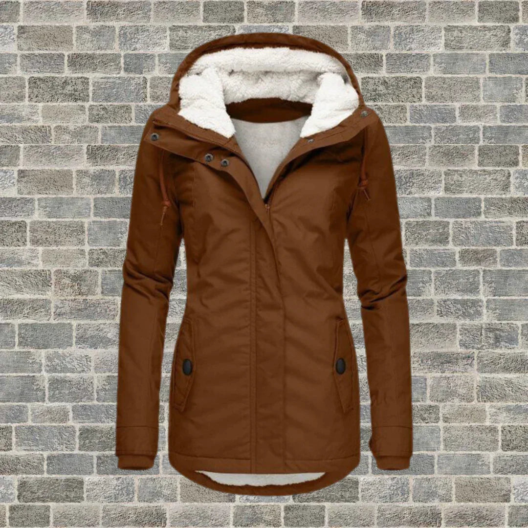 Pleated cotton coat with hood