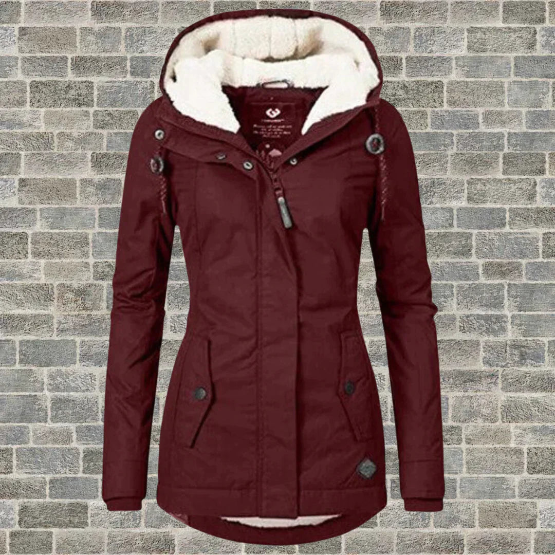 Pleated cotton coat with hood
