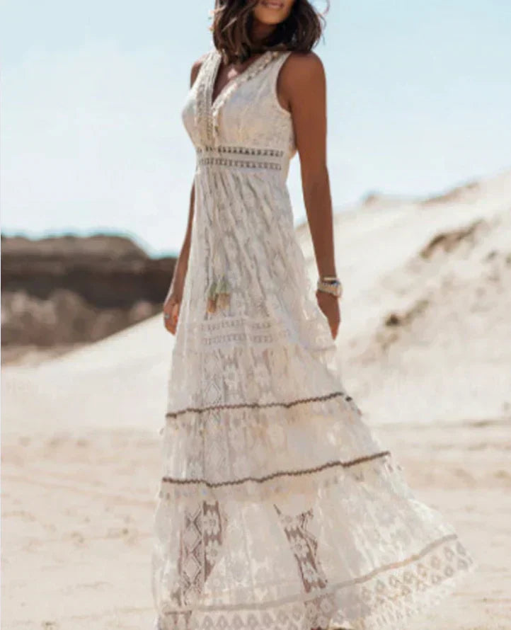 Reba - Sleeveless Lace Boho Dress