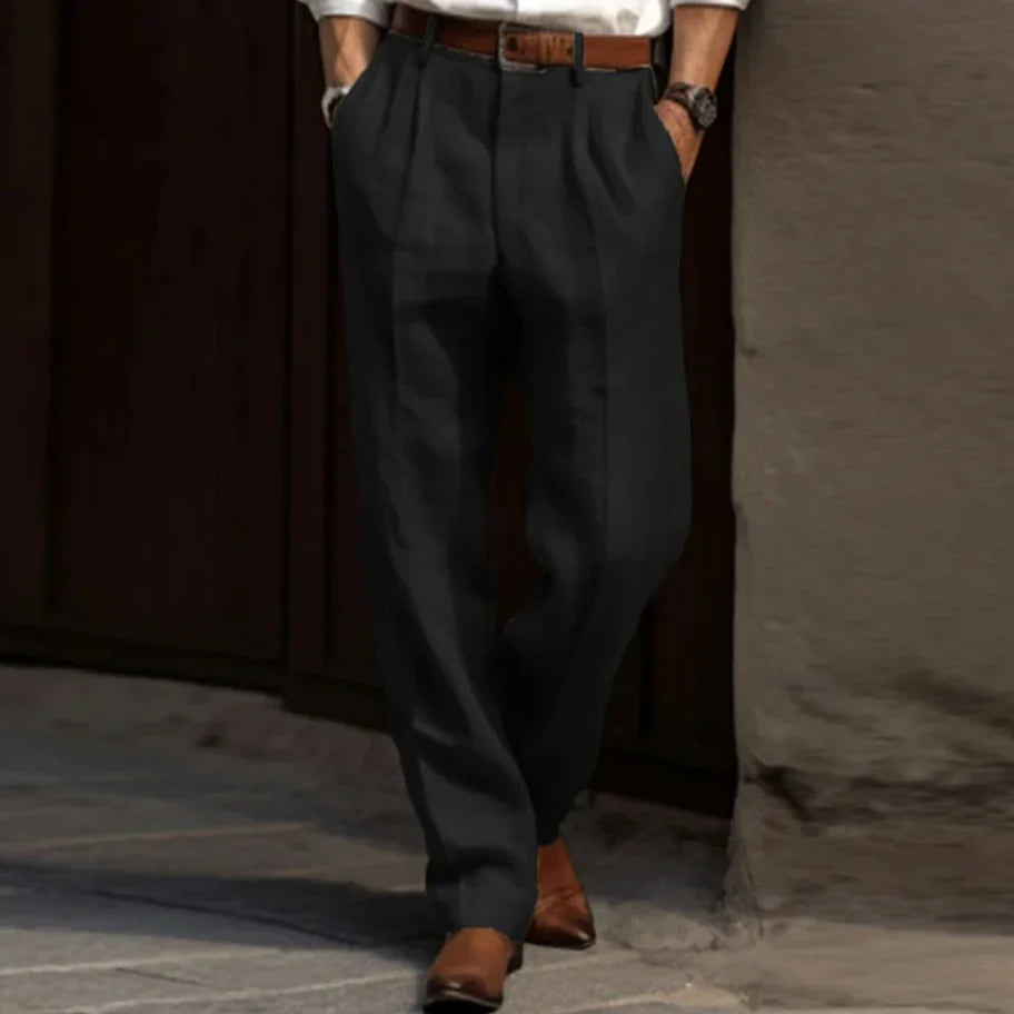Ilarae – Classic Pleated Linen Trousers