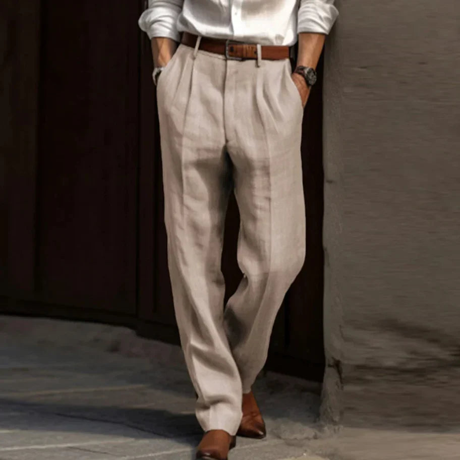 Ilarae – Classic Pleated Linen Trousers