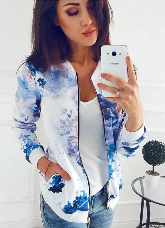 Viridia – Stylish Floral Bomber Jacket
