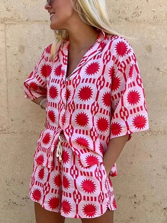 Emeline – Stylish Two-piece Set with Geometric Print