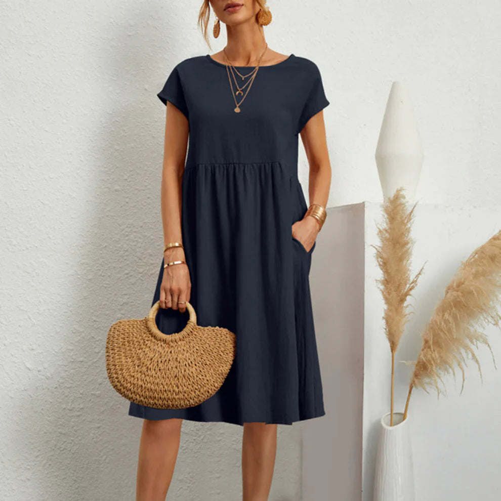 Lizel – Short-sleeved Cotton-Blend Midi Dress