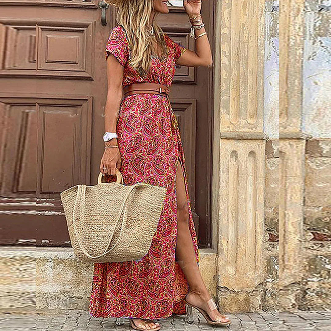 Noridel – Boho Maxi Dress with Paisley Print