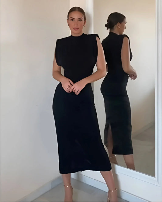 Priyanka – Elegant High Neck Sleeveless Dress