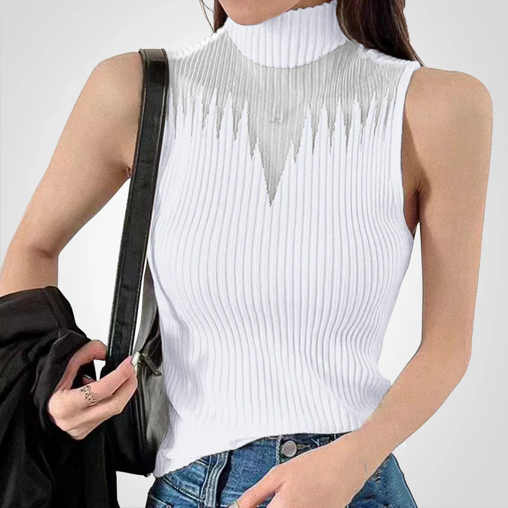 Veyla – Elegant Sleeveless High Neck Top