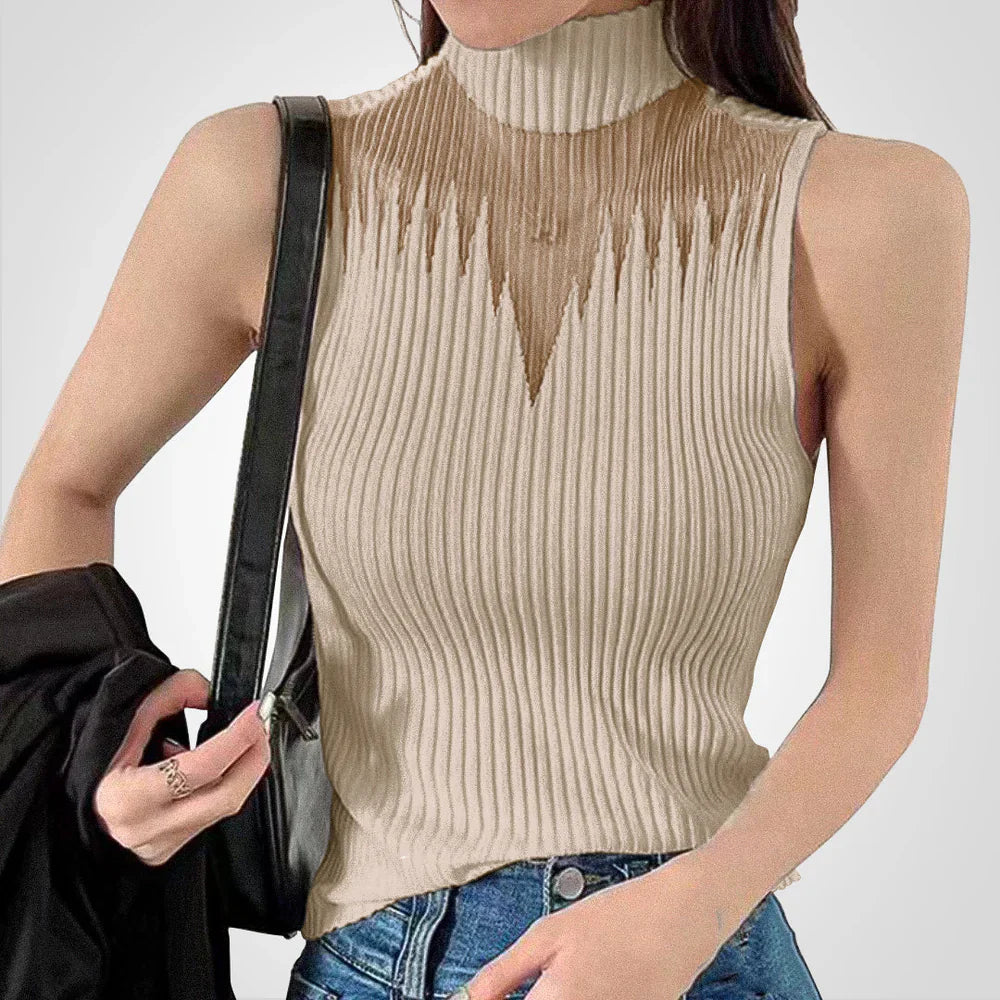 Veyla – Elegant Sleeveless High Neck Top