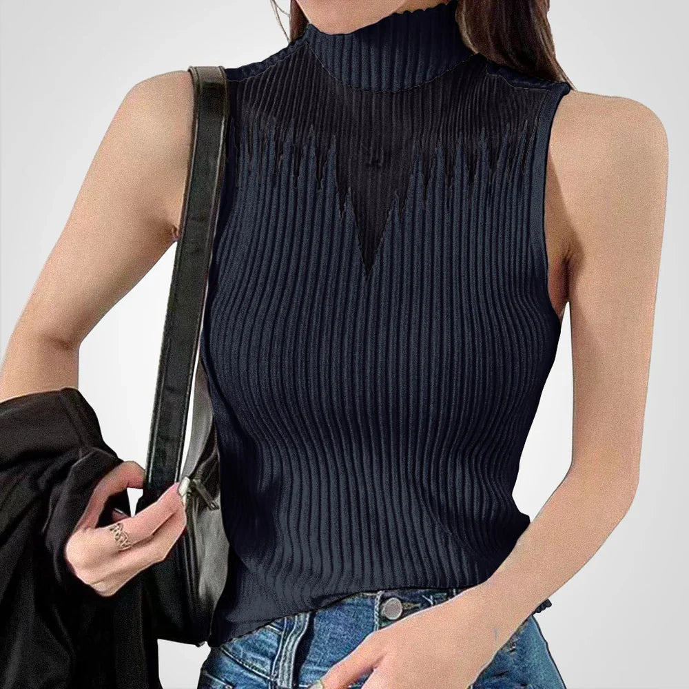 Veyla – Elegant Sleeveless High Neck Top