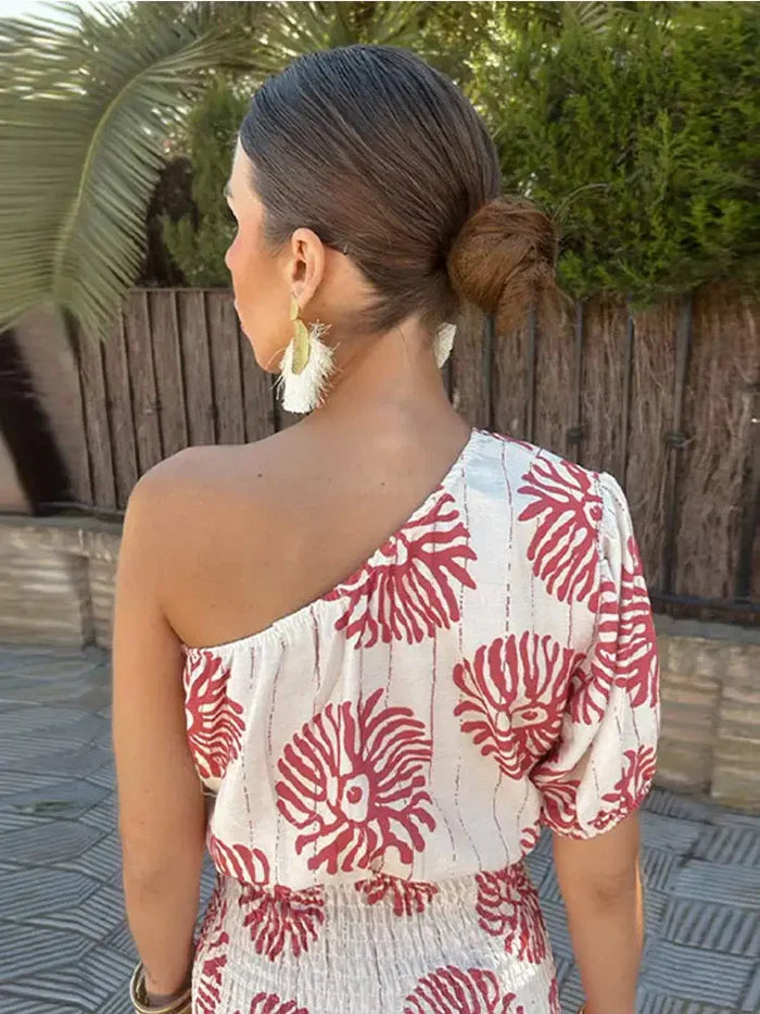 Evangelique – Stylish One-shoulder Mini Dress