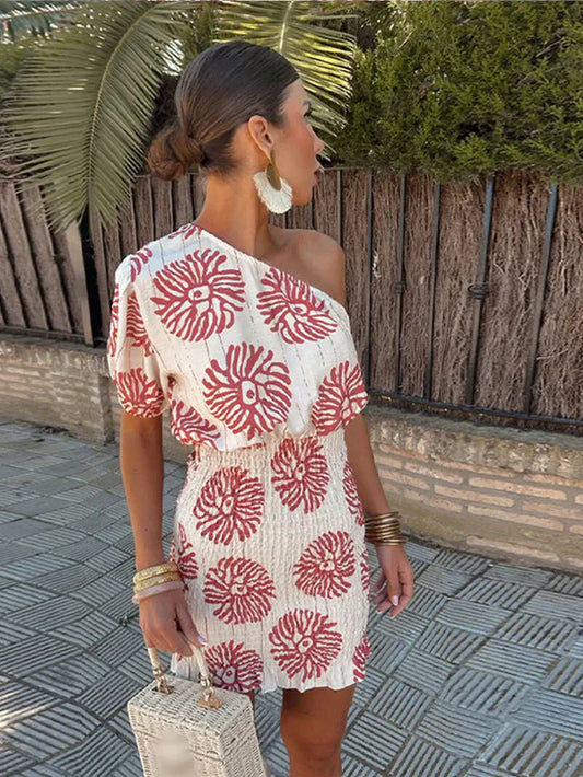 Evangelique – Stylish One-shoulder Mini Dress