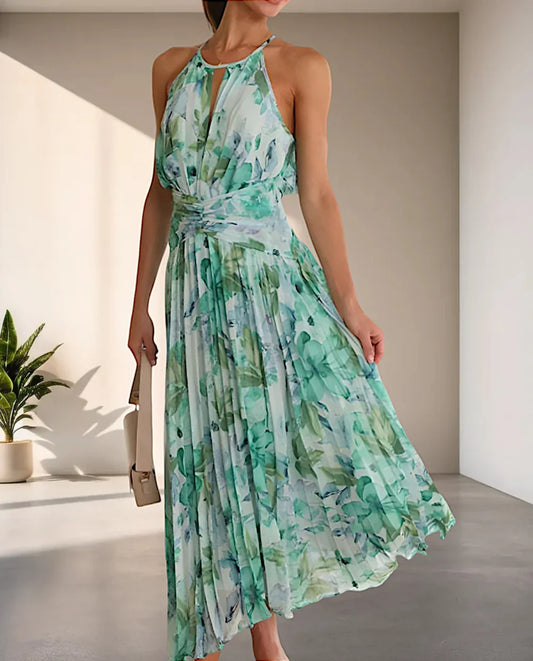 Althessa – Stunning Chiffon Halter Neck Maxi Dress