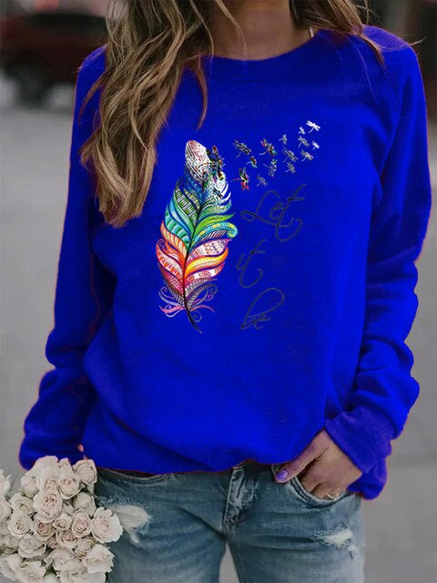 Ira - Comfortable ladies sweater with feather motif