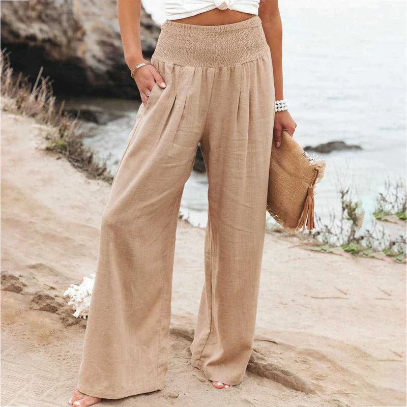 Roswyn – High-quality Cotton Linen Wide-leg Trousers