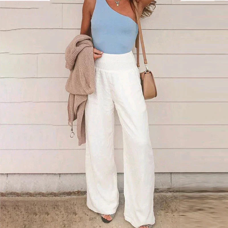 Roswyn – High-quality Cotton Linen Wide-leg Trousers