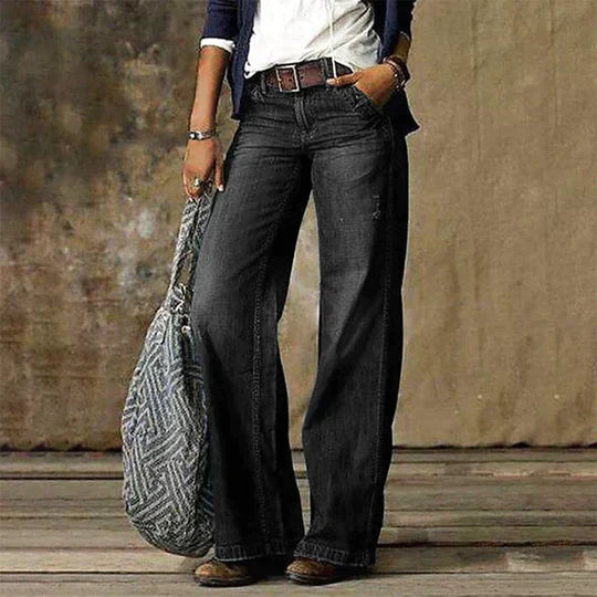 KS | Vintage denim jeans with wide leg and high waist
