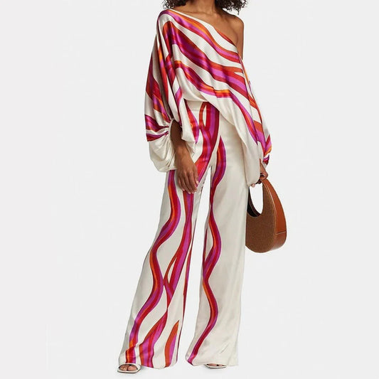 Irene – Elegant Printed Off-shoulder Two-piece Set
