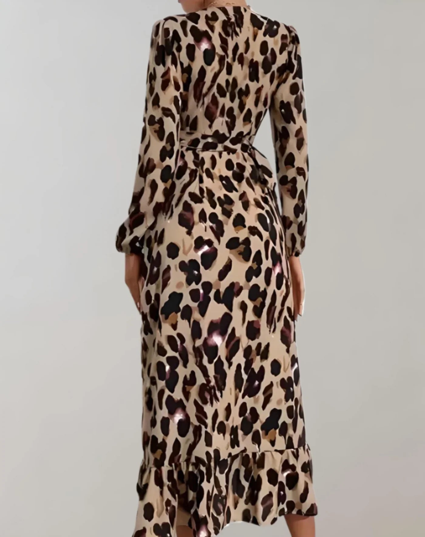 Yzaria – Stylish V-neck Leopard Print Dress