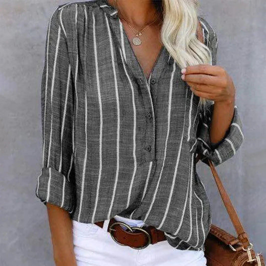 Ambrina – Striped Cotton Linen Blouse