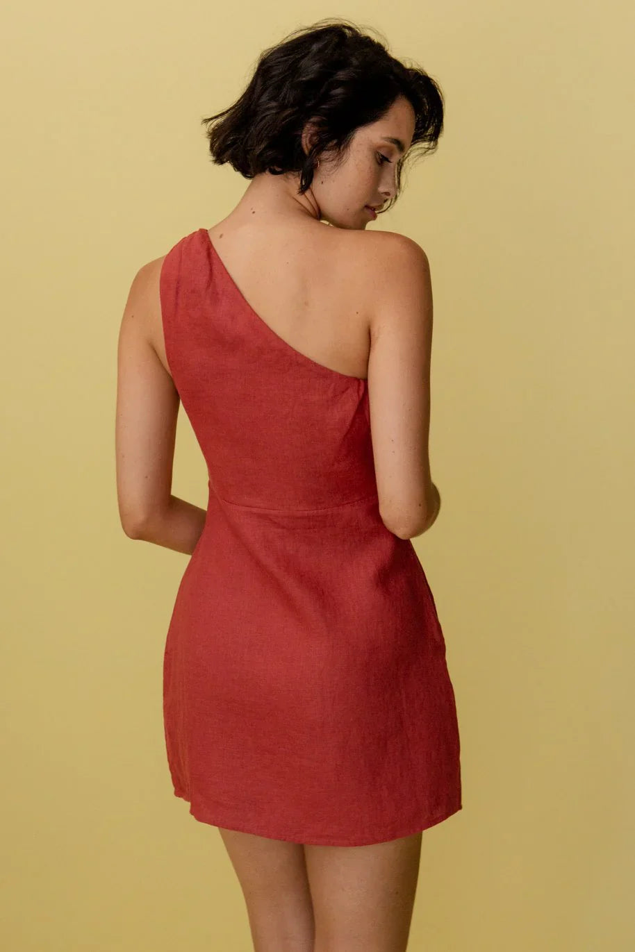 Geneva – One-shoulder Linen Mini Dress