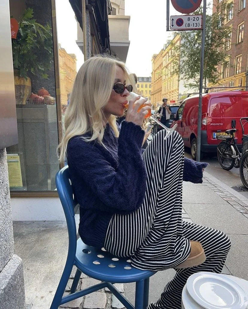 Yzella – Striped Cotton Pants