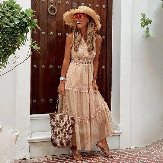 Kenra – Boho-chic Polka Dot Maxi Dress