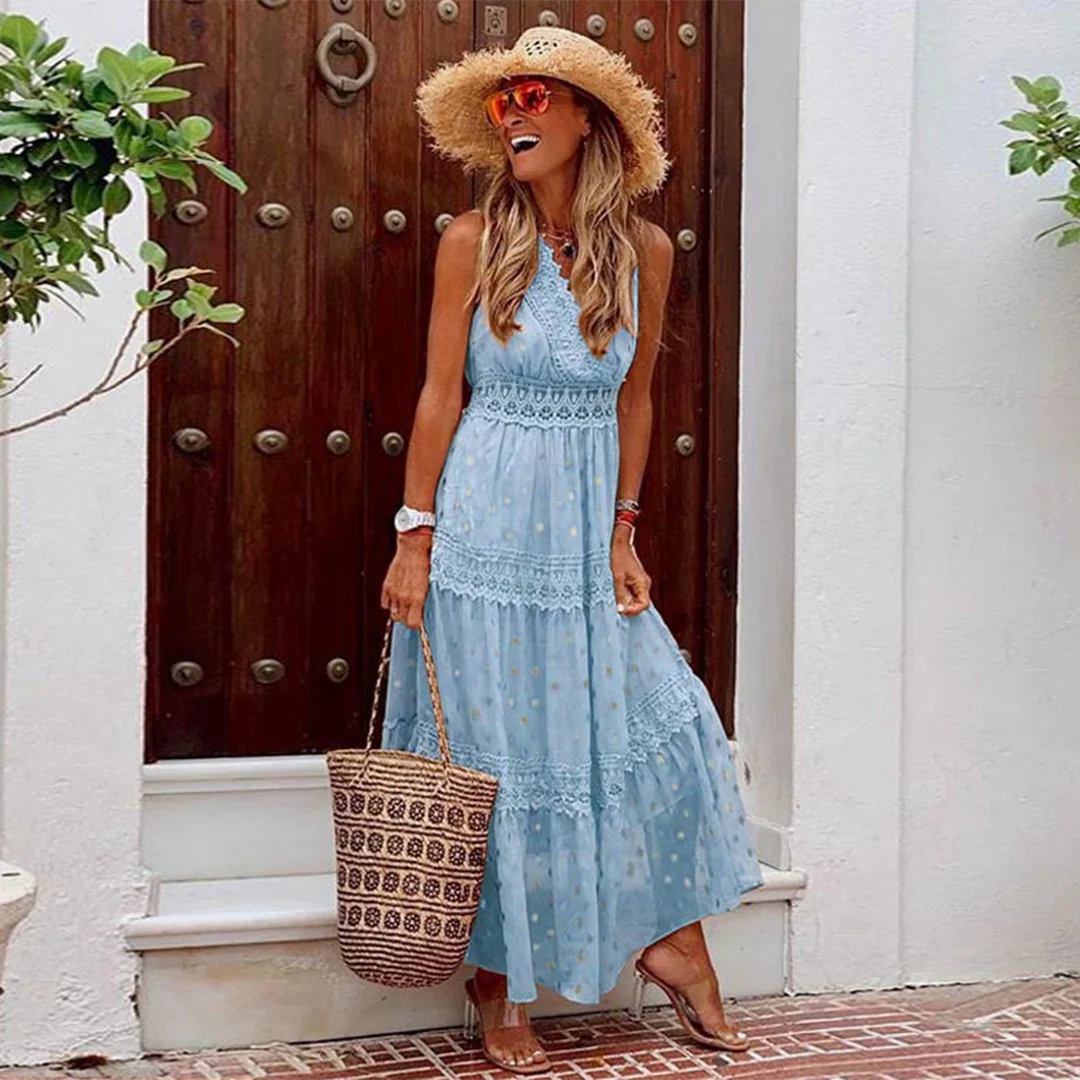 Kenra – Boho-chic Polka Dot Maxi Dress