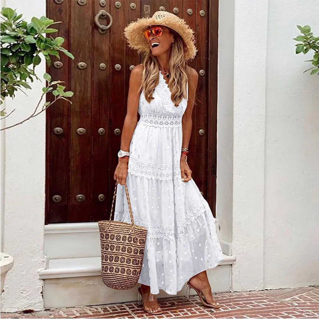 Kenra – Boho-chic Polka Dot Maxi Dress